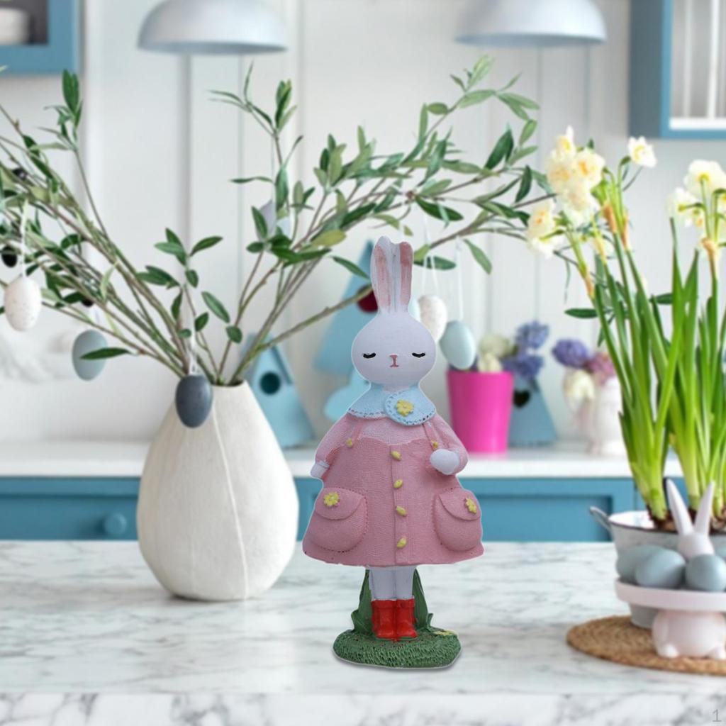 Easter Bunny Figurine Sculpture Decorative Fine Workmanship Decoration Desktop Ornament for