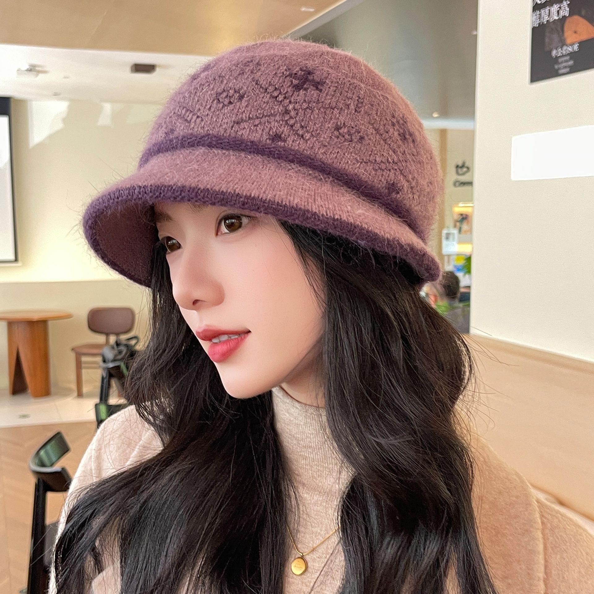 

Женская шляпа для пожилых осень-зима плюшевая подкладка вязаная шапка теплая шляпа-ведро для мамы бабушки оптом One size