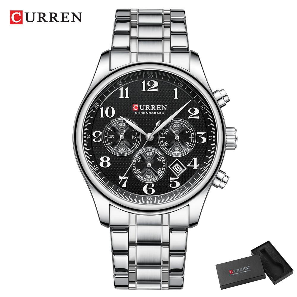 CURREN8466 Men's Watches Luxury Brand Quartz Wristwatch - Chronograph Round Dial with AutoDate, Waterproof