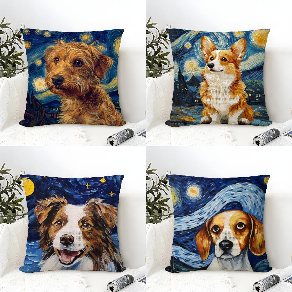 Catoon Starry Sky Dog Pillow Case Home Living Room Decoration Linen Pillow Cases Cushion Cover