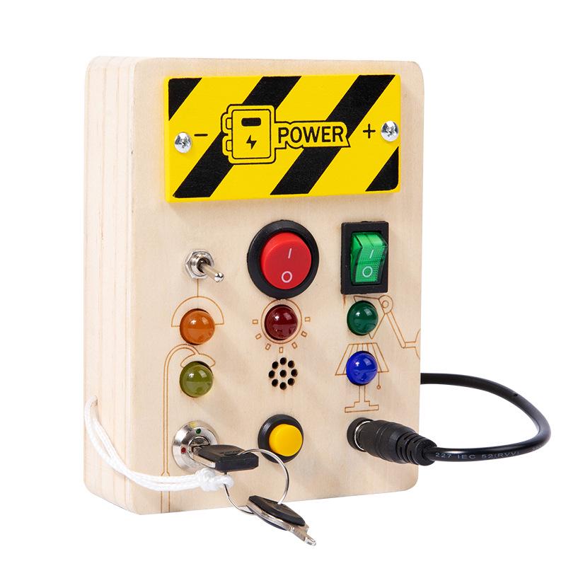Interactive LED Busy Board: Wooden Educational Toy with Electronic Switches for Kids