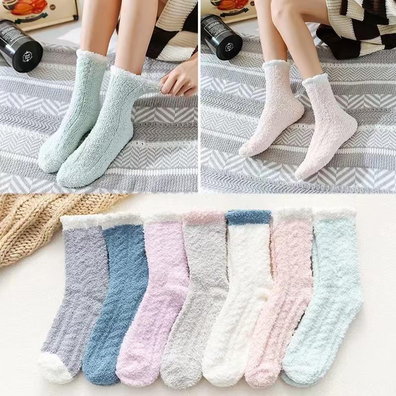 New Thermal Slipper Ankle Socks Women Girls Short Socks Winter Plush Bed Socks Fleece Sock Boots Fluffy Soft Warm Lounge Socks