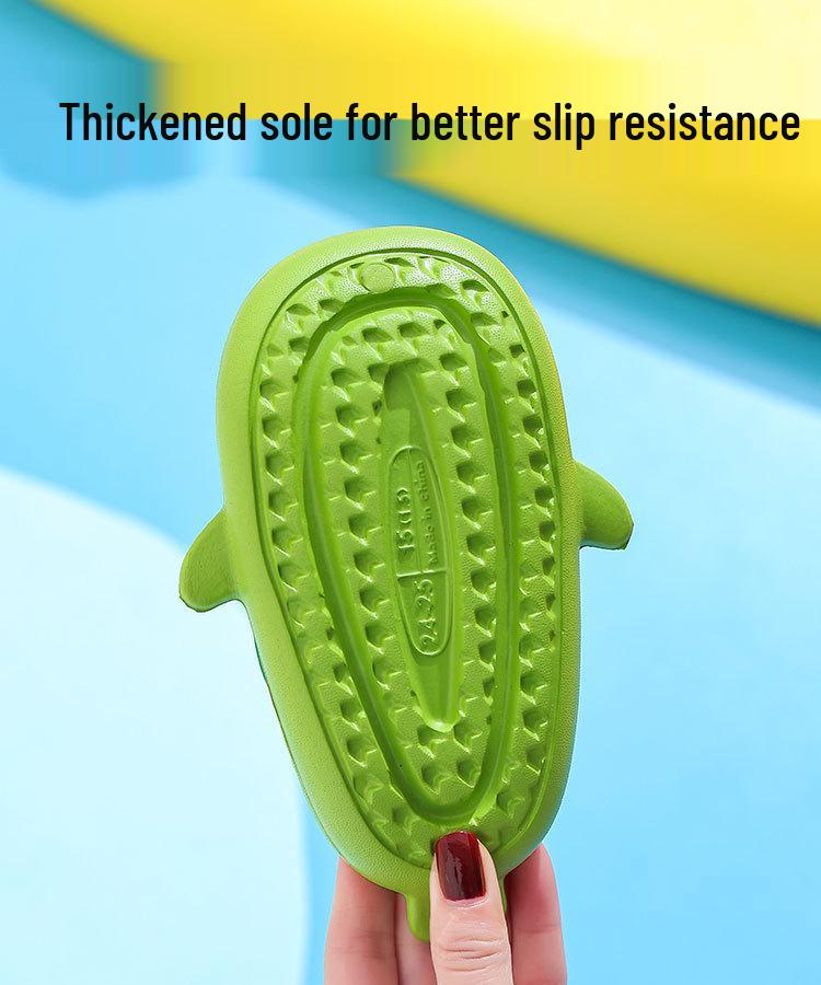 Shark EVA Perforated Summer Sandals for Kids - Non-slip Cartoon Indoor Slippers for Boys and Girls.