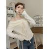 Koreanischer Spicy Girl Neckholder Schulterfreier Pullover - Damen Herbst Langarm Stilvolles Oberteil