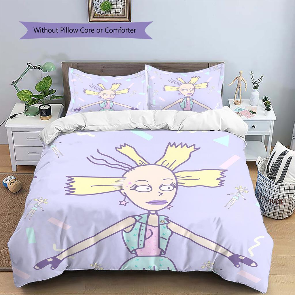 Rugrats  Pattern Bedding Quilt Set  Home Decoration  Gift (1 * Duvet Cover + 2 * Pillowcase  Without Core)