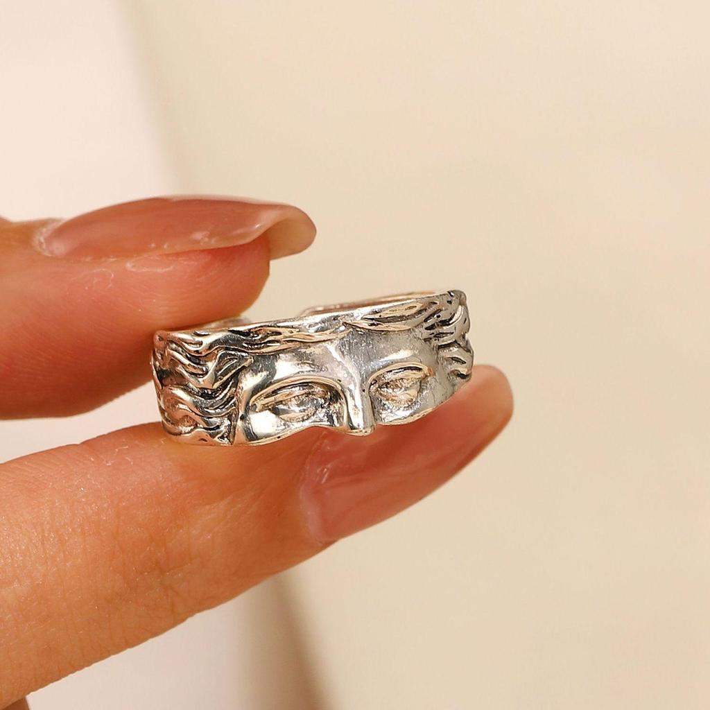 Fashion Retro Exaggerated Cold Style Venus Sculpture Half Face Open Ring