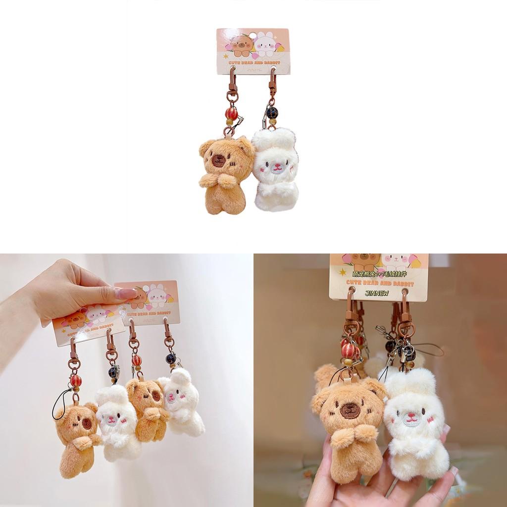 Plush Bear Rabbit Keychain Toy Stuffed Doll Bag Pendant Decoration Gift Kids