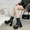 Super High Heel Women Short Booties Fashion Side Zippers Ankle Booties Autumn Female Platform Thick Heel Shoes