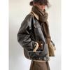 Unisex Japanese Retro Lambswool Leather Jacket for Autumn and Winter
