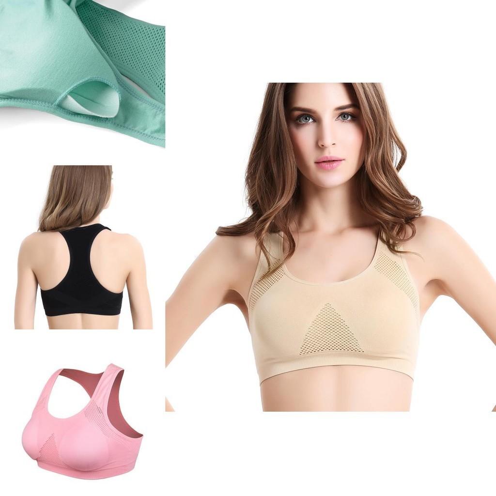 Women Breathable Padded Sports Bra With Hollow Out Design And Pure Color