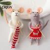 Handmade Nordic Ornament Collection Christmas Felt Mouse Ornament, Felted Wool Hanging Decoration, Soft Animal Figurines Cute Knitting Doll