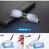 Rimless Progressive Multifocal Reading Glasses with Anti-blue Light and Diamond-cut Design