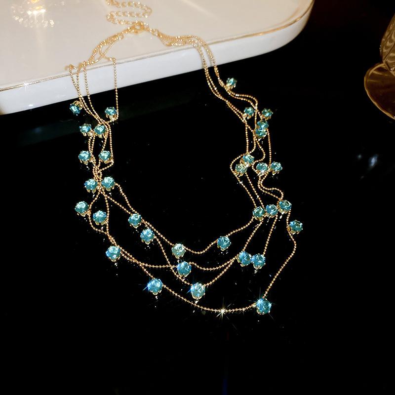 Wind Gypsy Star Round Zircon Multi-layer Stacked Necklace Niche Clavicle Necklace