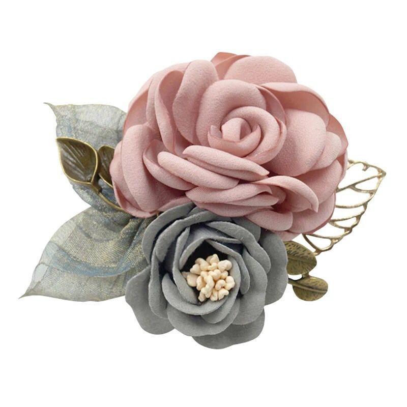 Luxury Fabric Flower Corsage Brooch for Shawls and Sweaters