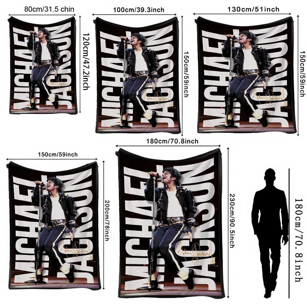 Michael Jackson Pop Theme Printed Blanket Warm Comfortable Fleece Blanket For Camping Travel Home Decor Holiday Gift