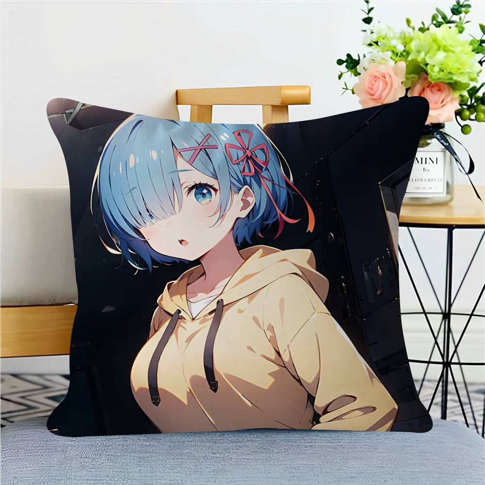 Re Zero R-Rem Pillow Gift Home Office Decoration Bedroom Sofa Car Cushion Cover Case 45x45