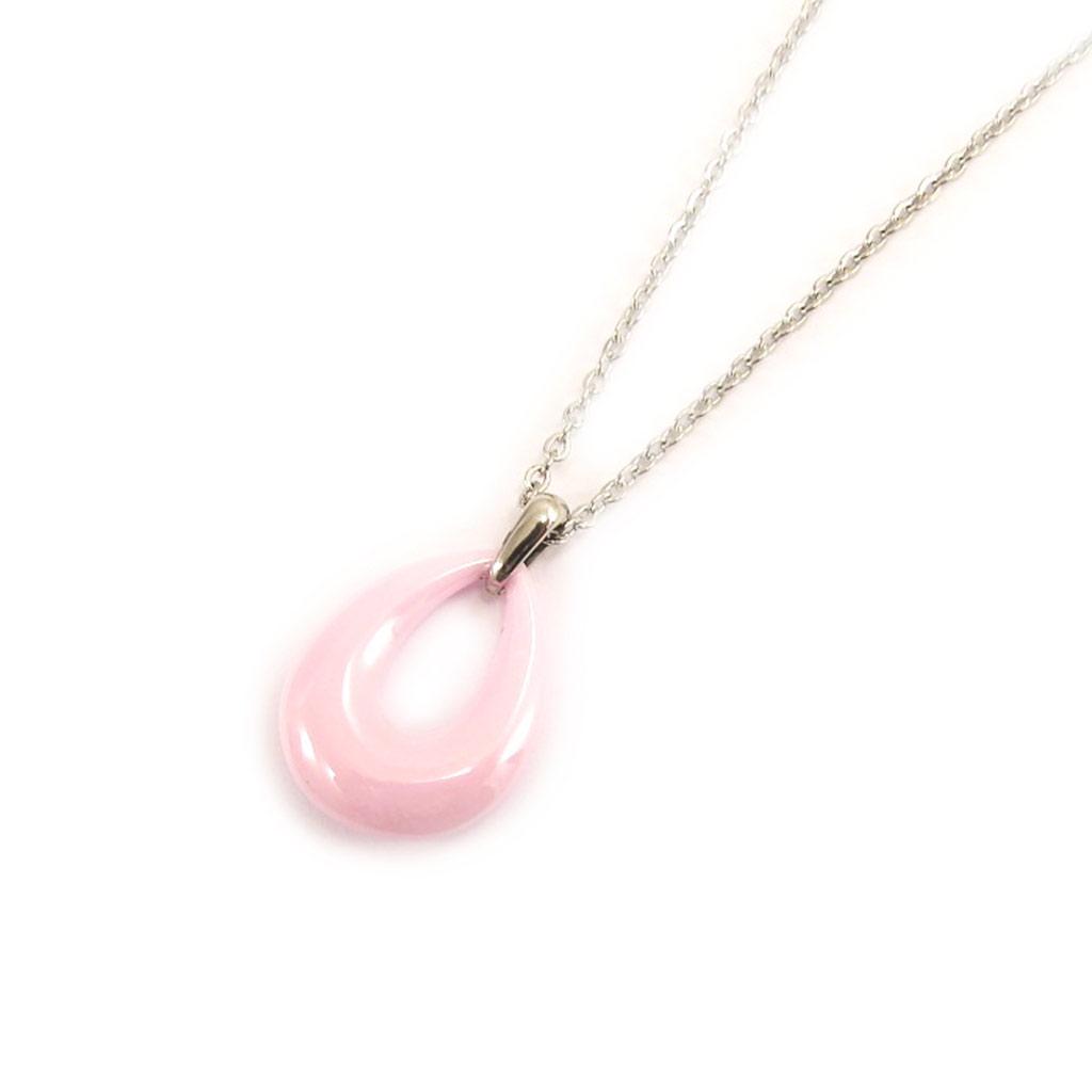 Altesse [L2136] - Collier acier 'Chorégraphie' céramique rose
