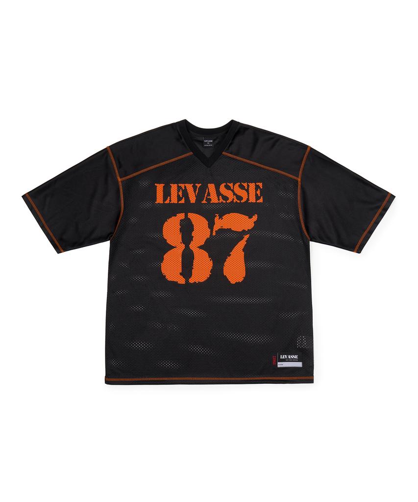 Leubase Mesh Rugby Shirt – Black (Orange Logo)