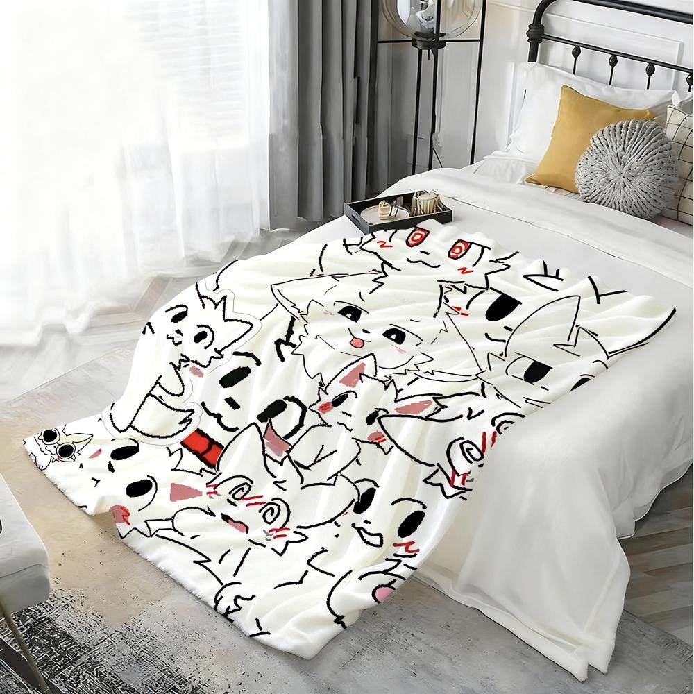 Cute Cat b-Boykisser Throw Kid-Friendly Flannel Throw Blanket Soft Warm Anti-Static Washable All Season