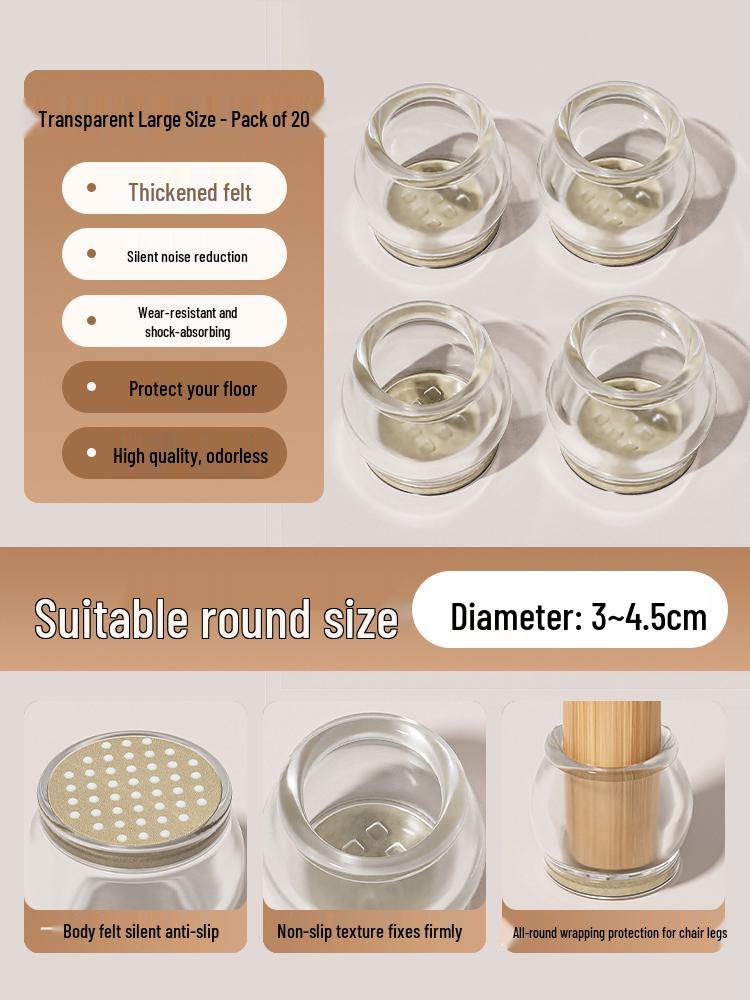 Anti-Slip Silicone Table & Chair Leg Pads - Wear-Resistant Protection for Dining Furniture