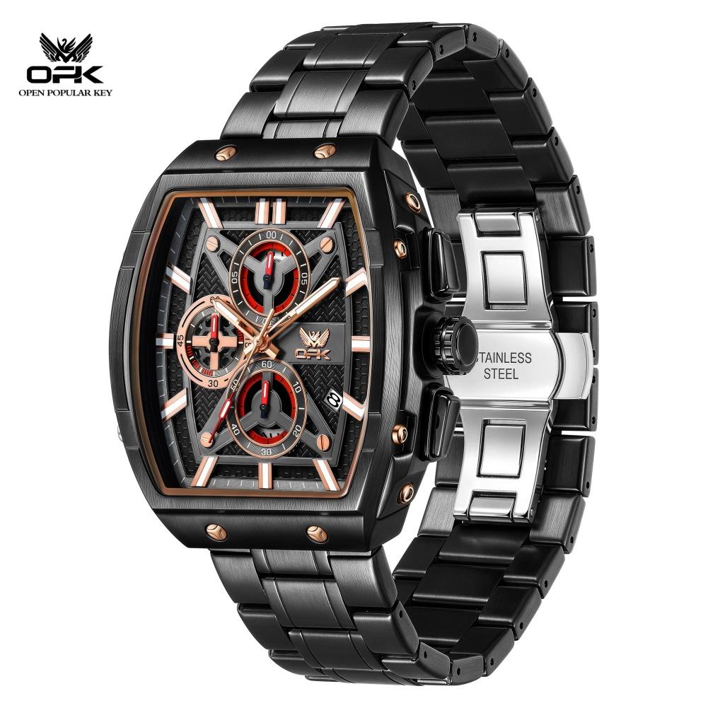 OPK 6103 Fashion Chronograph Men's Watch Luminous Waterproof Calendar Business New Quartz Wristwatch for Man