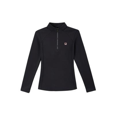 Figurbetontes einfarbiges bequemes T-Shirt mit Stehkragen und langen Ärmeln für Damen Oberteile Tiefschwarz A11W511205F-BK