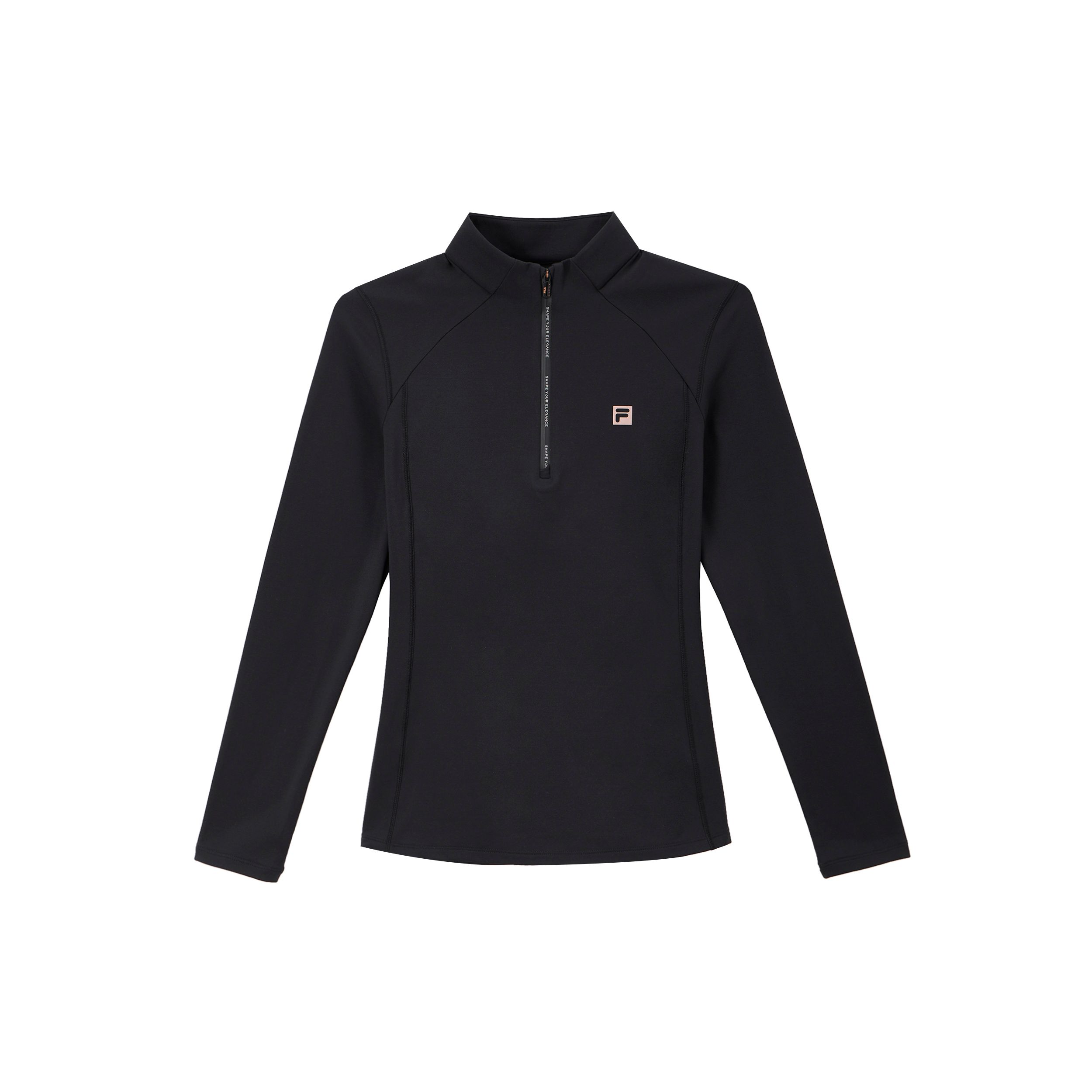 

Fila Приталенная однотонная удобная футболка с воротником-стойкой и длинными рукавами женские топы глубокий черный A11W511205F-BK S