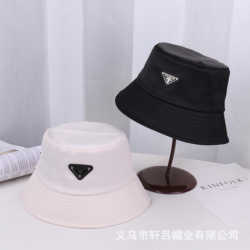 Smooth Satin Bucket Hat Women's New Casual Fashion Triangle Labeling Sunshade Basin Hat Sunscreen Bucket Hat