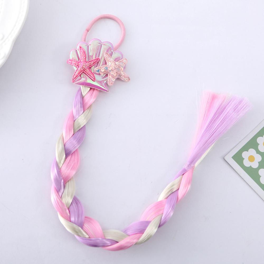 Synthetic Girls Twist Braids Hair Colorful Baby Wig Hairbands Ponytail  Party