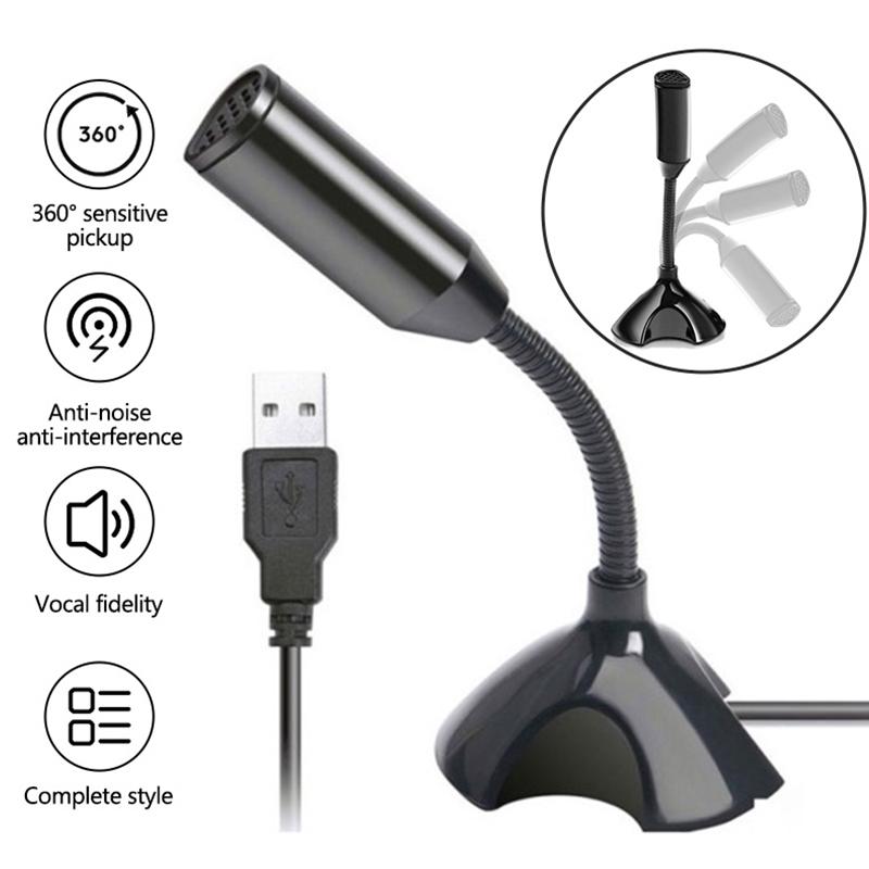 3.5Mm Laptop Microphone Usb Desktop Stand Mic With Holder For Studio Speech Singing Gaming Streaming