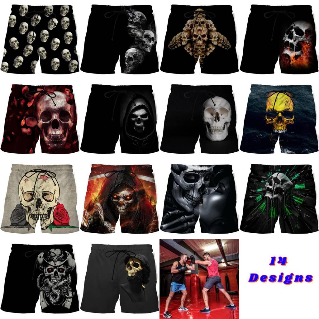 Horror Skeleton Dark Skull Ghost Boxing Shorts Pants 3D Print Fighting Training Unisex Men Women Quick Dry Fitness Gym Sport Workout Casual Streetwear