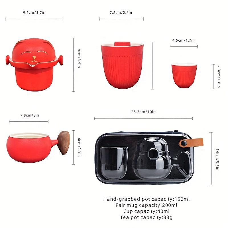 1set Travel Tea Set Portable Ceramic Teapot Suitable For Outdoor Camping Family Gathering RV Travel Birthday Gifts Holiday Gifts Chinese New Year Gift
