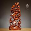 Karin Wood Carved "Five Blessings" Gourd Ornament - Chinese Root Carving Decoration, Ideal for Opening Ceremonies or Housewarming Gifts