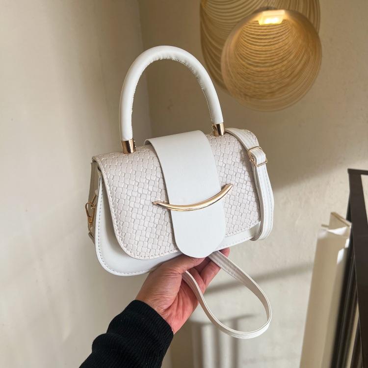 Fashionable Woven Pattern Small Square Bag For Women, Versatile Handbag, Niche Shoulder Crossbody Saddle Bag