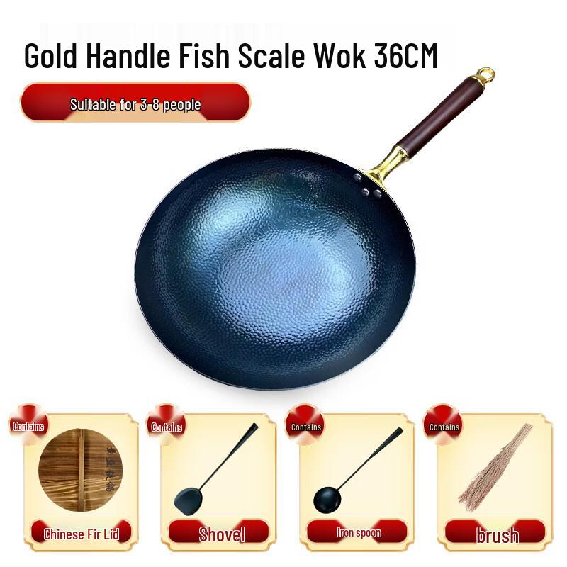 ZISIZ Hand-Forged Non-stick Iron Wok