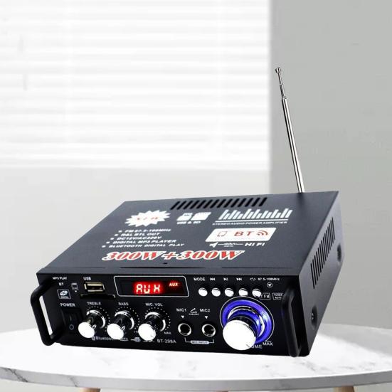 BT-298A Power Amplifier Practical Liquid-crystal Display 2CH 12V/220V 600W HiFi Bluetooth-compatible 5.0 Audio Amplificador for Home