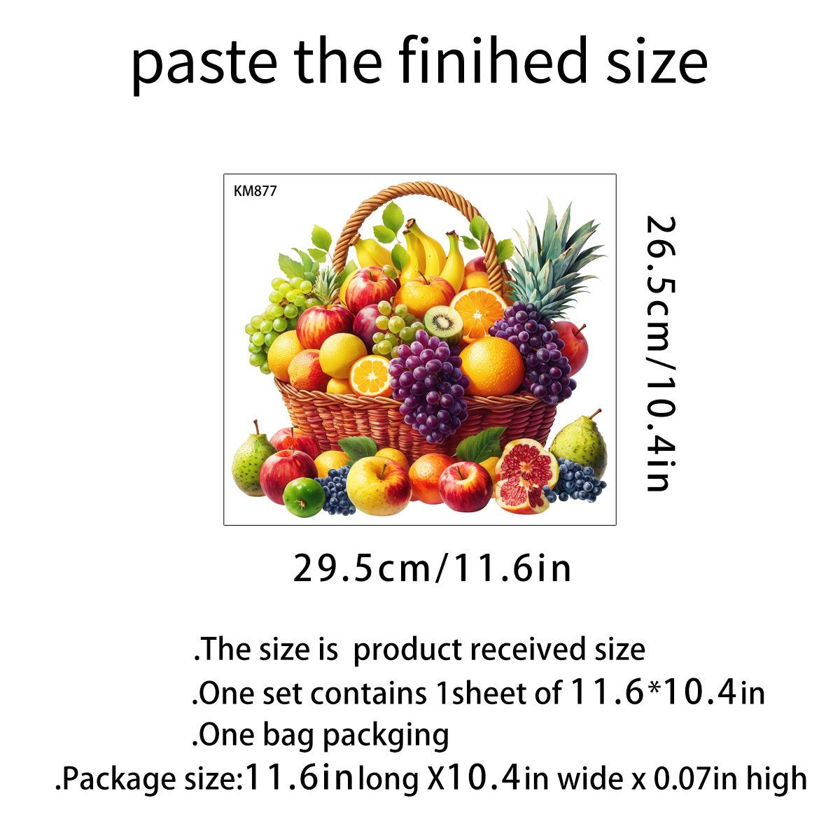 

Fruit Basket Waterproof Self Adhesive Sticker for Fridge Kitchen Cabinet Wall Toilet Home Decor 29.5x26.5cm різнокольоровий