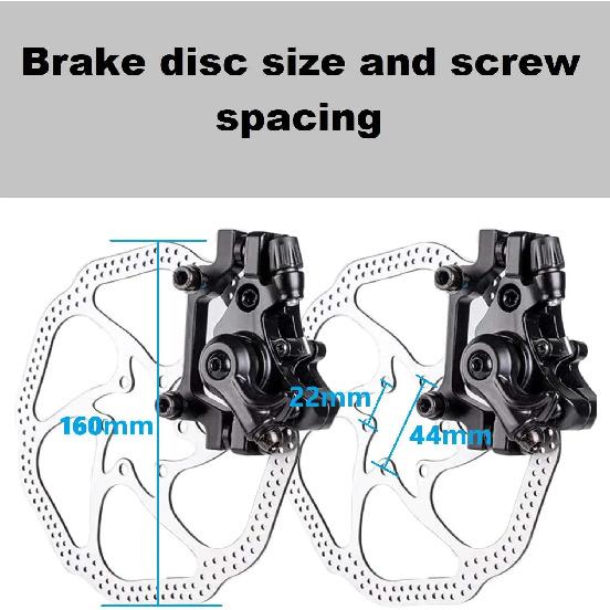 Bike Disc Brake Kit, 2pcs 160mm Stainless Steel Rotors, Calipers, Lever & Cables for Front & Rear