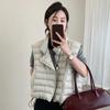 American retro large version  white duck down down vest women, winter fashion design sense oblique zipper ribs vest
