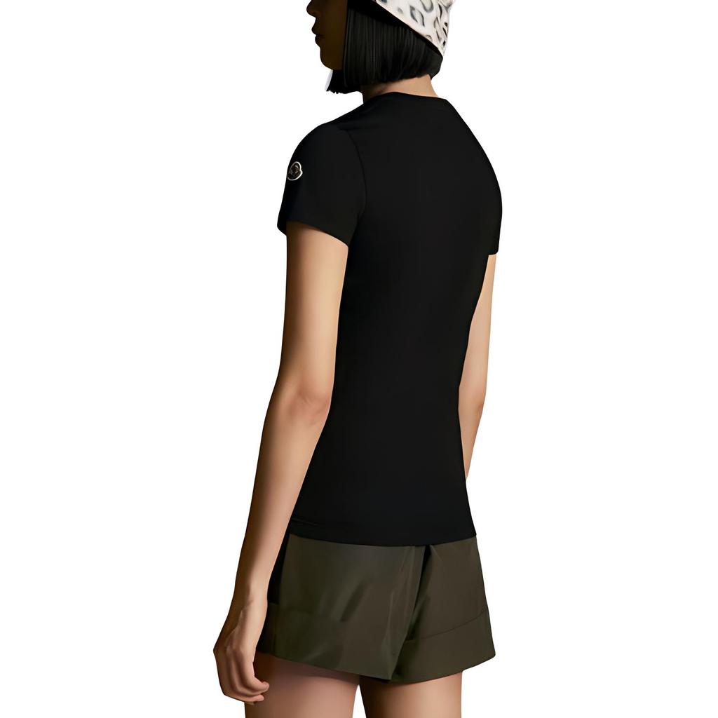 Moncler Round Neck Pullover Short Sleeve T-Shirt Women T-Shirts Black 8C73200V8058999