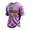 Men's Vintage Washed Short Sleeve Crew Neck T Shirt with 250th Independence Day Graphic Print and Sleeve Flag Patch Casual Tee