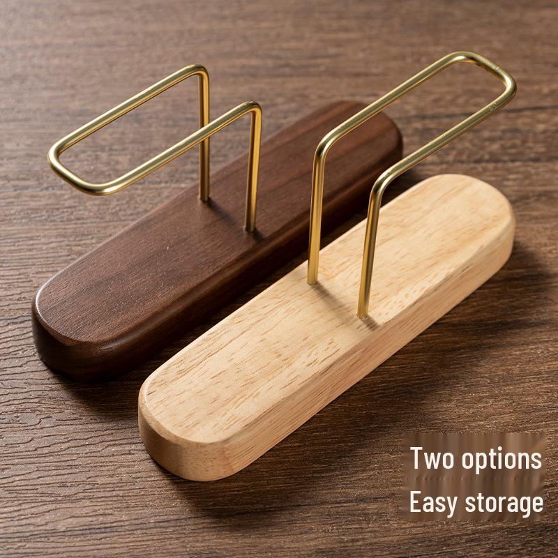 Solid Wood Coffee Filter Paper Holder - Dustproof Vertical Storage Stand