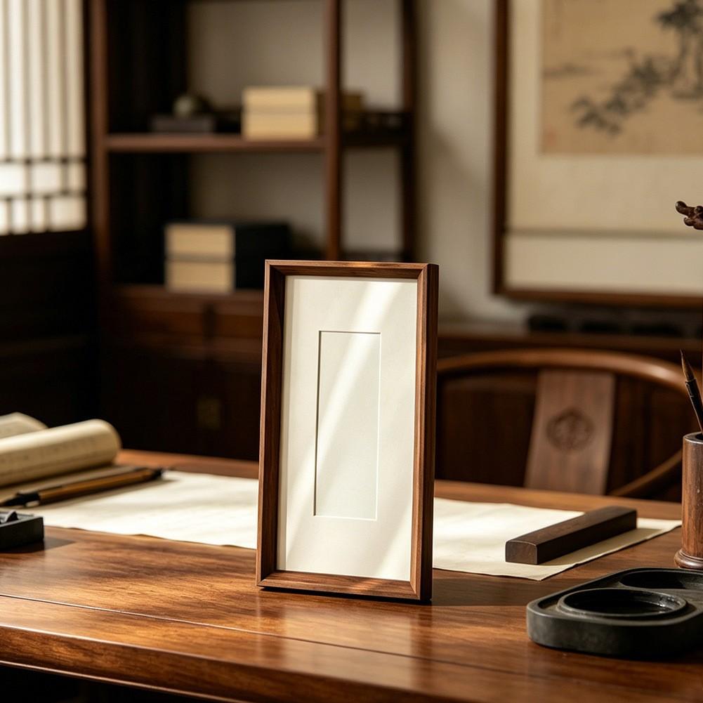 Elegant Walnut Finished Wood Picture Frame 10x30cm Interior for Art Prints