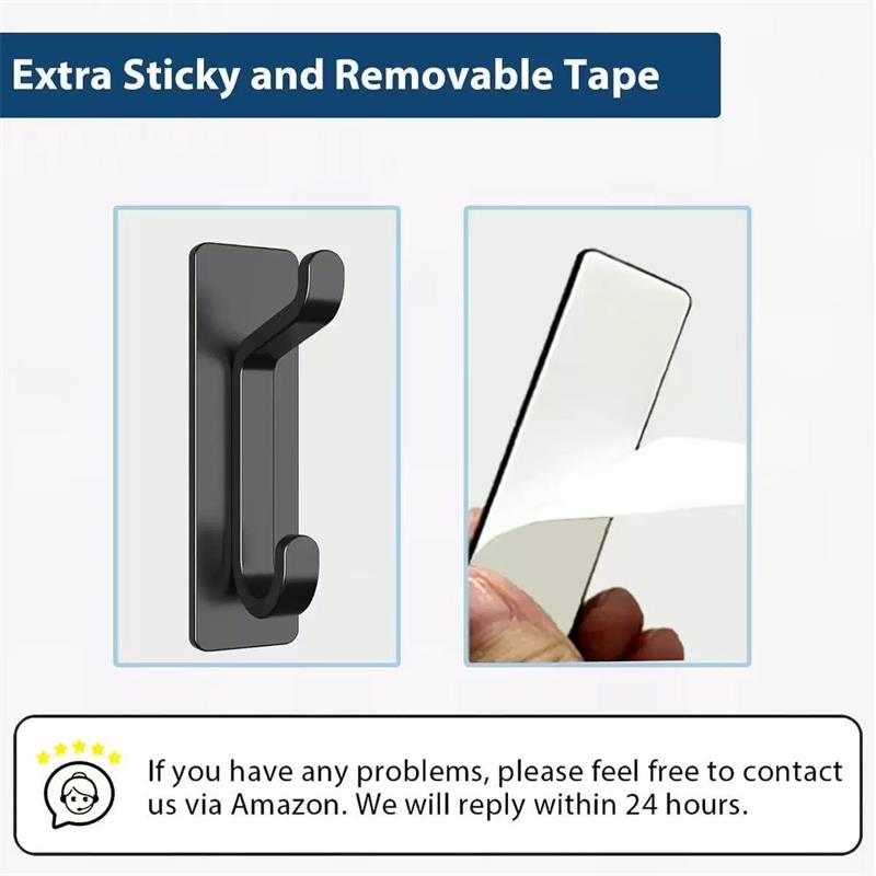Adhesive Wall Hooks for Towels Coats - Stick On Hooks Hanging Heavy Duty (13lb), Metal Hook for Door, Bathroom, Dorm, Closet - Hanger for Purse
