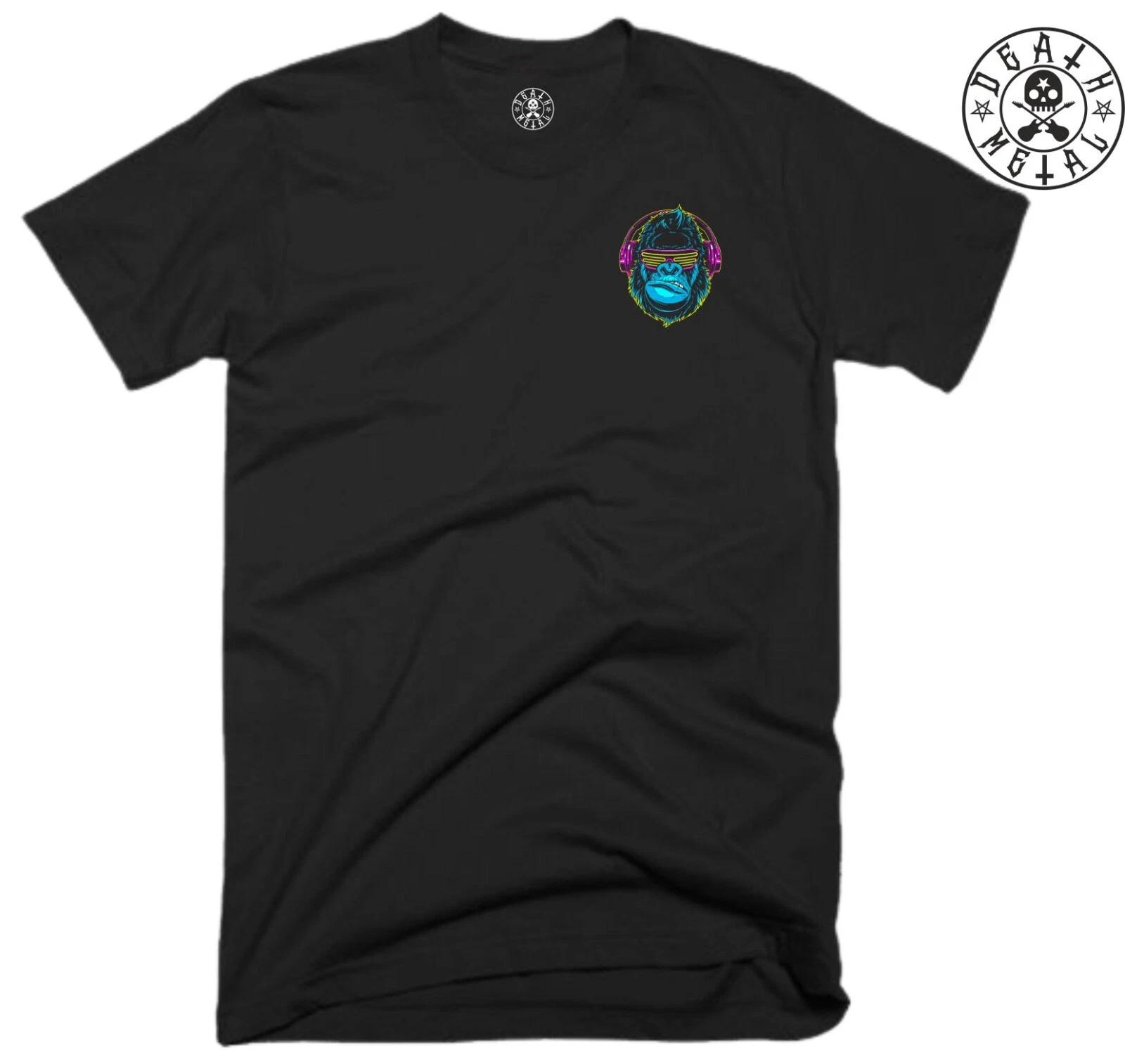 Gorilla Headphones T Shirt Pocket Music Clothing Rock Metal Retro Classic Top 2XL