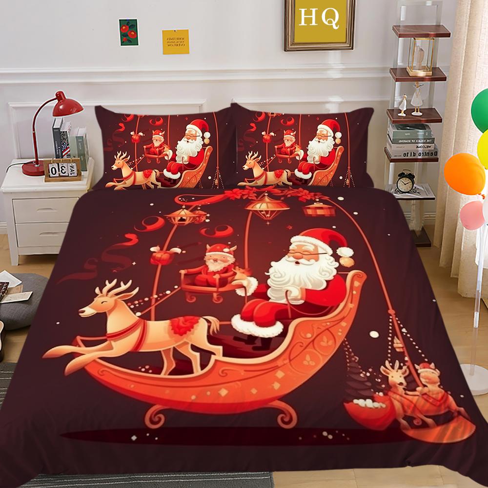 3D Christmas Quilt Set Christmas Gift Bedding 2/3 Pieces AU180 * 210 Christmas Atmosphere Decoration Soft and Easy To Clean Bedroom Decoration