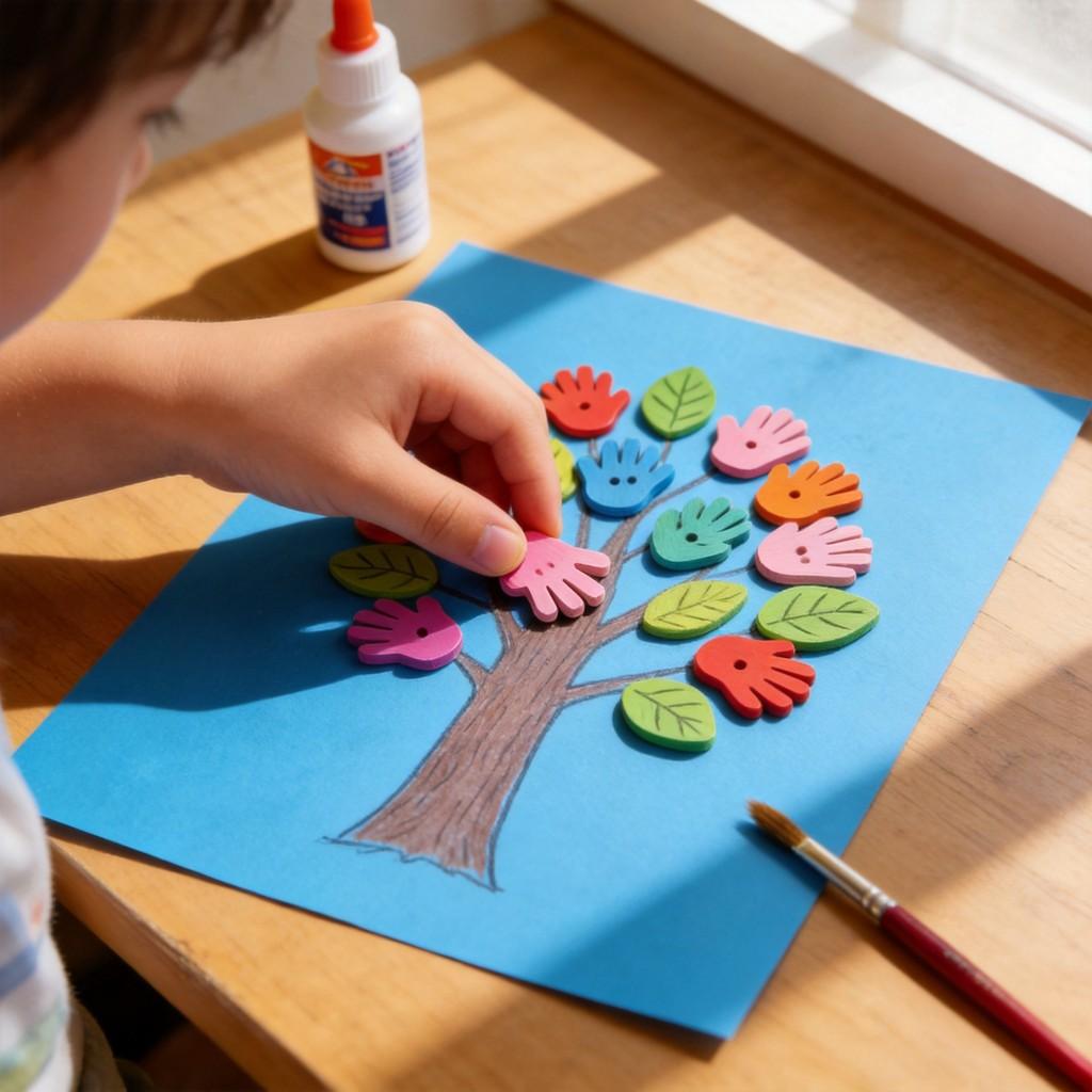 Wooden Colorful Cartoon Hand Buttons For Kids Diy Craft Projects And Kindergarten Activities