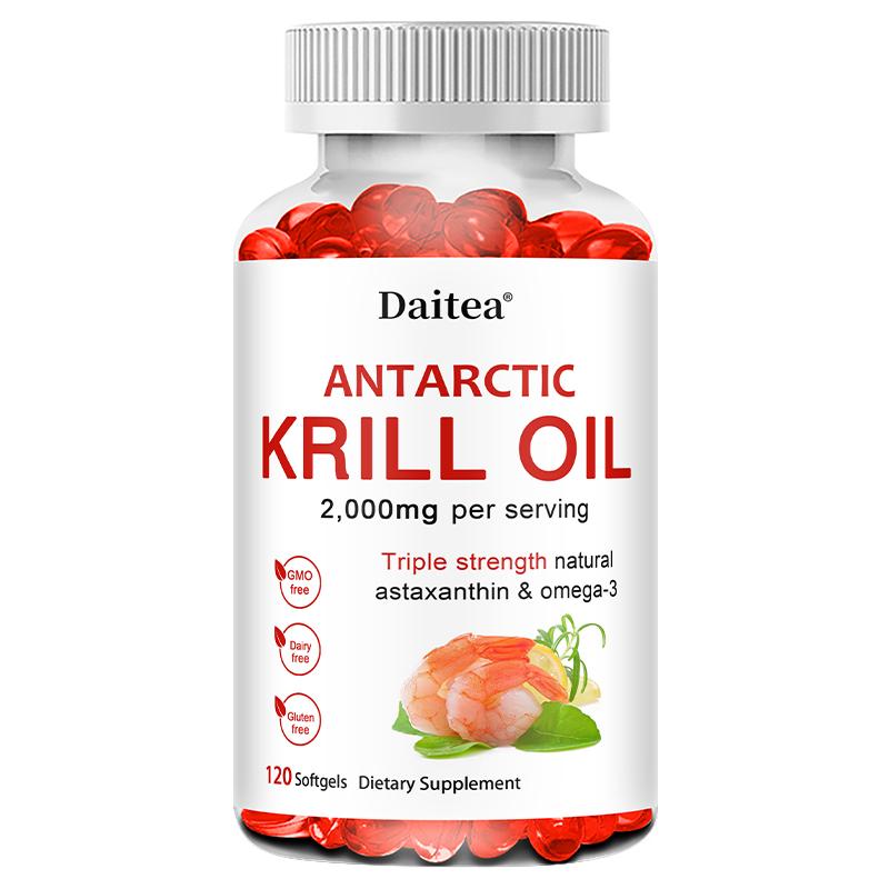 Olio di Krill Antartico Premium 2000mg Softgel con Astaxantina e Omega-3 per il Supporto Cardiovascolare e Articolare 120 Capsule