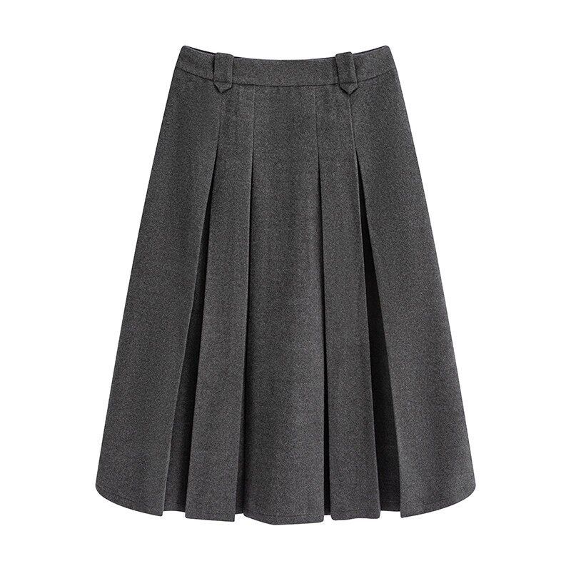 

Julu Studio Bookstore Adventure Slightly Oversized Girls Preppy Woolen Blazer Skirt Plus Size Suit Misty Dark Gray Skirt M