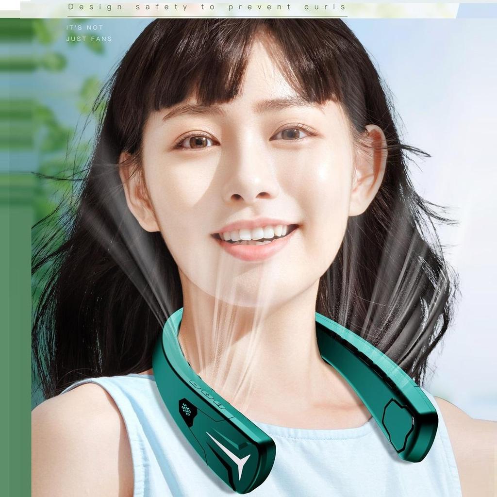2 In 1 Hanging Neck Fan & Bluetooth Headset Sound Portable Sports Neck Hang Fans with Music Play USB Summer Cooler